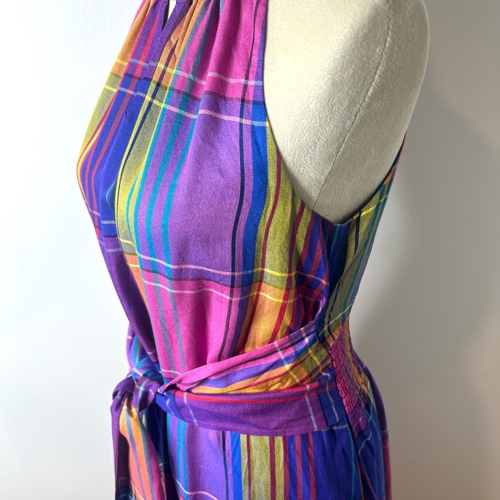 Ann Taylor Dress Madras Plaid Sleeveless Halter Tie Front Belt SZ 4 NWOT - Picture 4 of 9